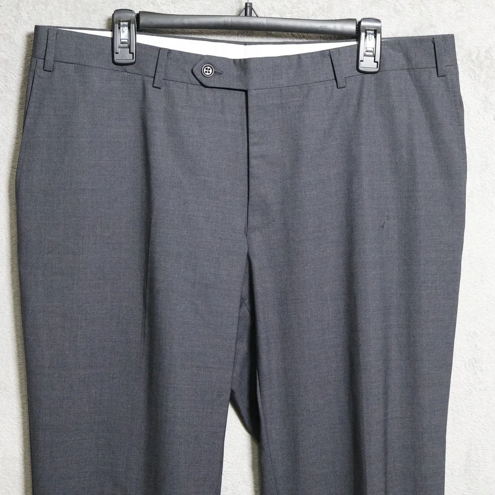 Canali Dress Pants Mens 37x27 Gray Wool Pleated Dress Trousers Slacks Preppy